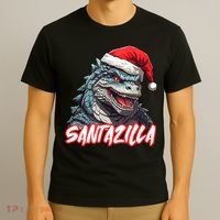 Santazilla Japanese Monster Kaiju Christmas T-Shirt thumb 3