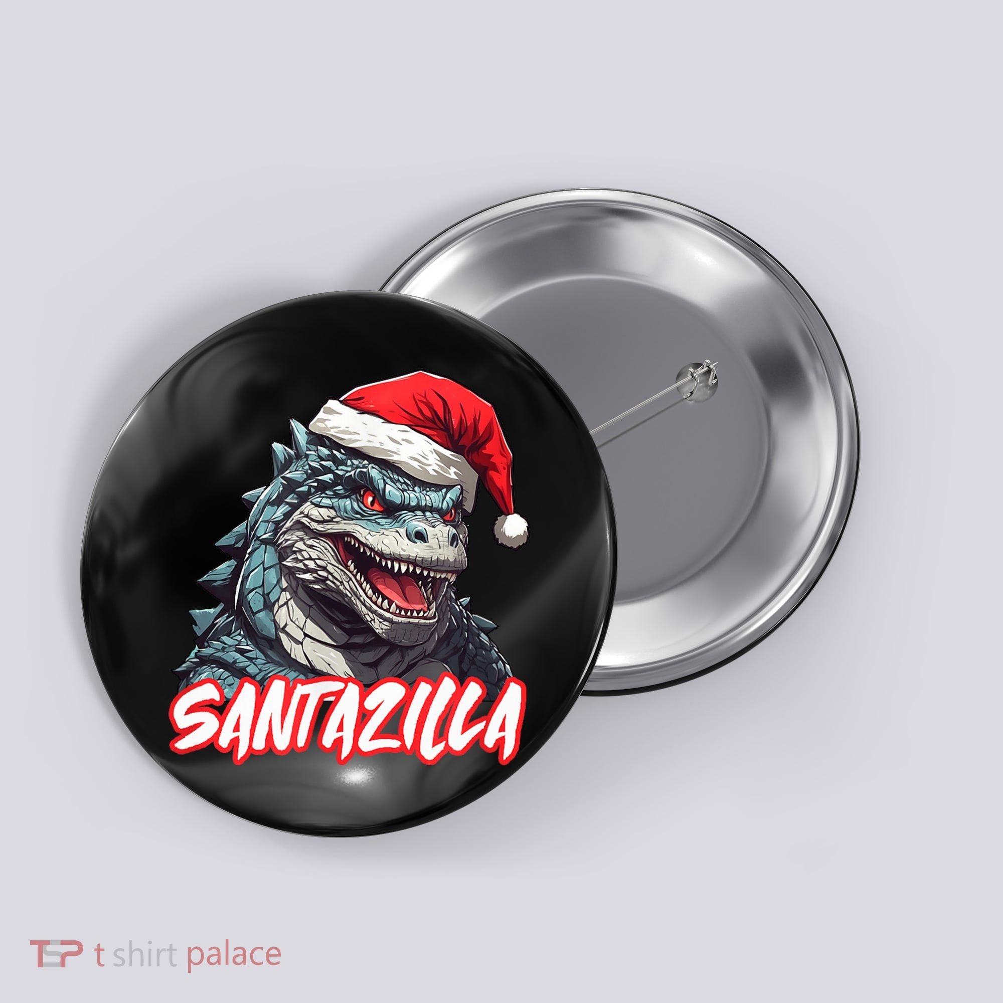 Santazilla Japanese Monster Kaiju Christmas Button