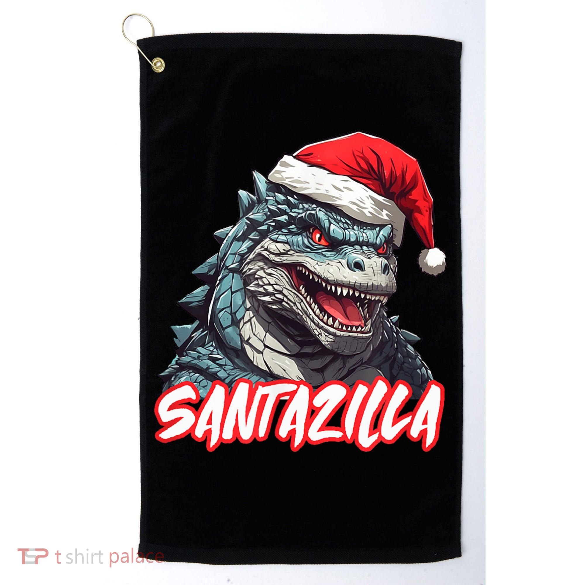 Santazilla Japanese Monster Kaiju Christmas Golf Towel