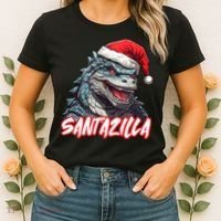 Santazilla Japanese Monster Kaiju Christmas Women's T-Shirt thumb 2