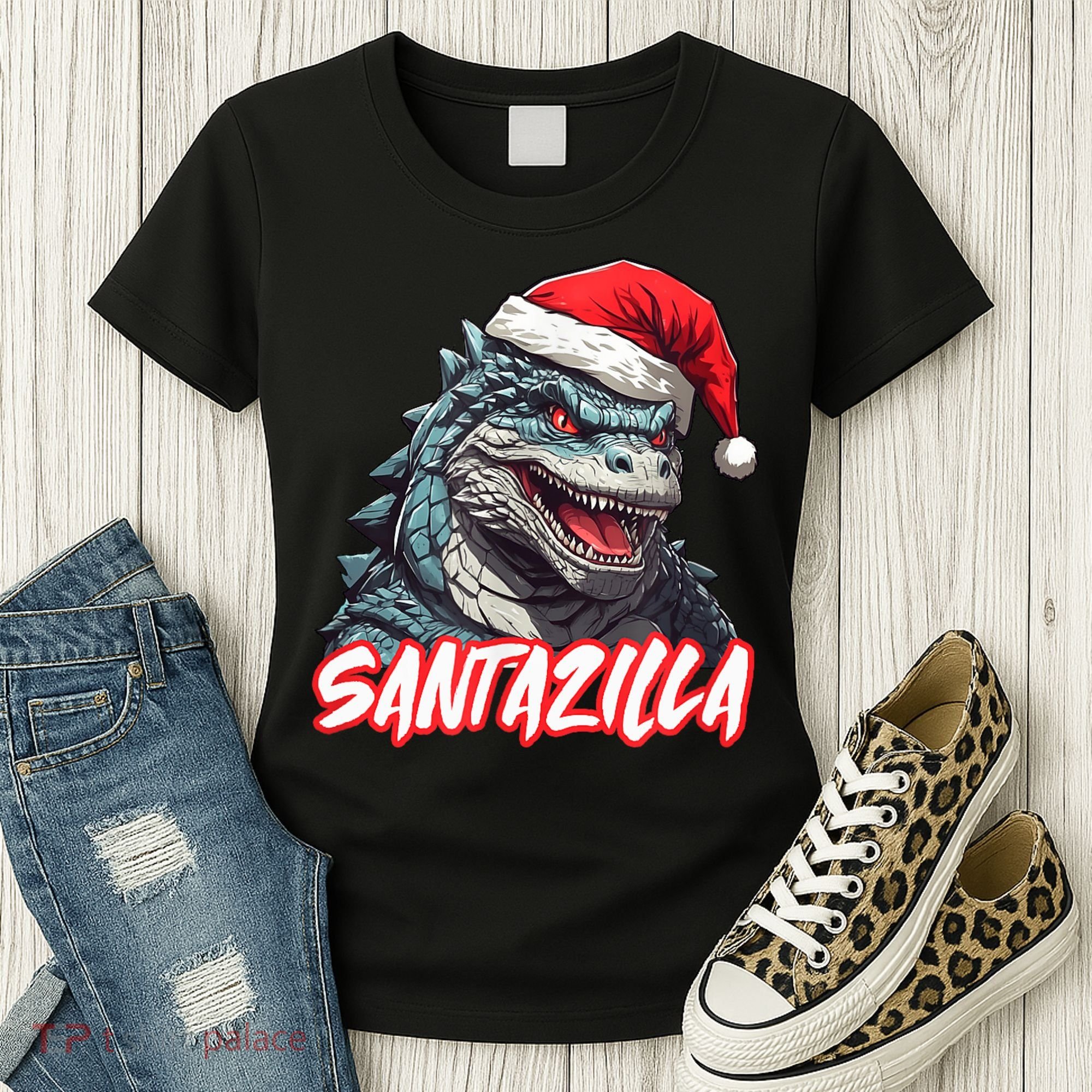 Santazilla Japanese Monster Kaiju Christmas Women's T-Shirt