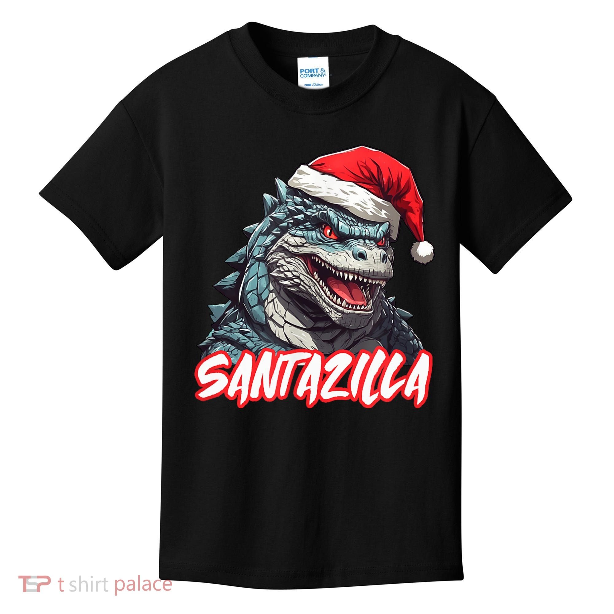 Santazilla Japanese Monster Kaiju Christmas Kids T-Shirt