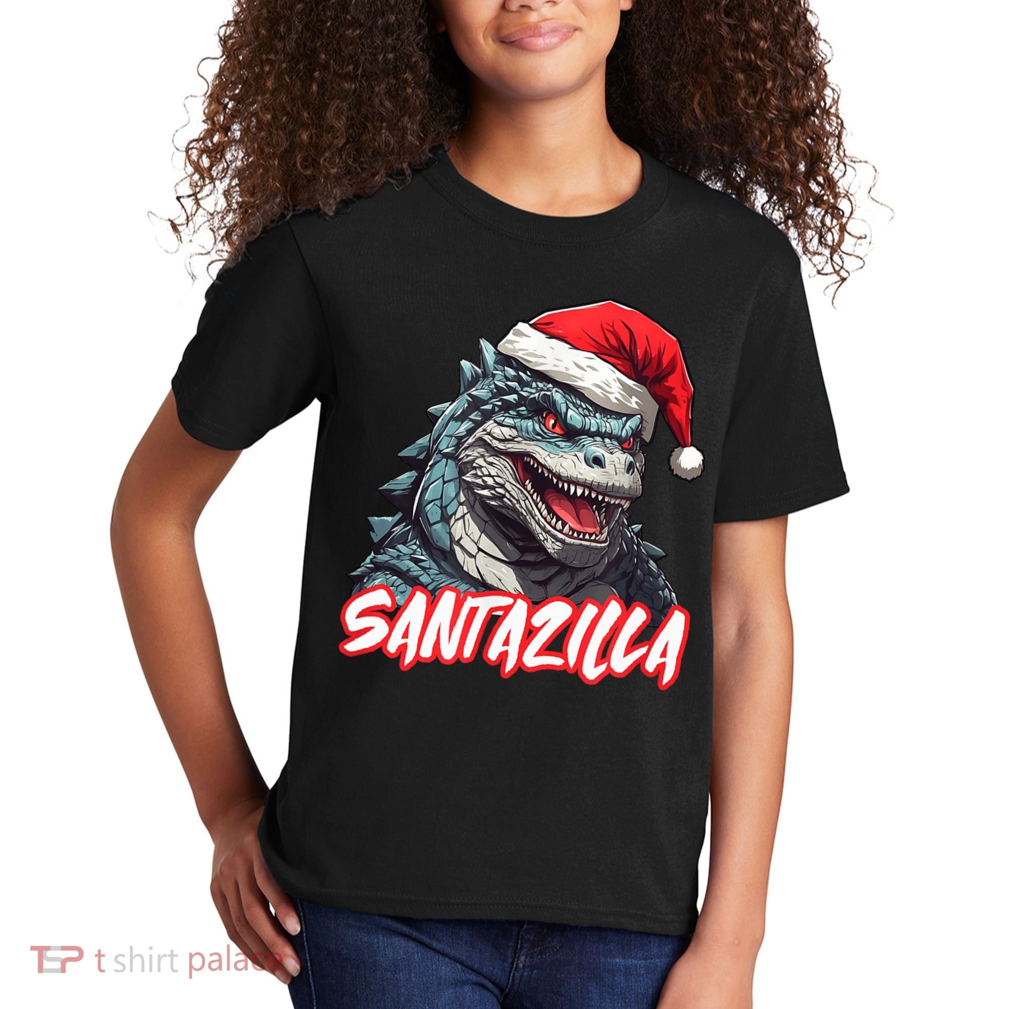 Santazilla Japanese Monster Kaiju Christmas Kids T-Shirt