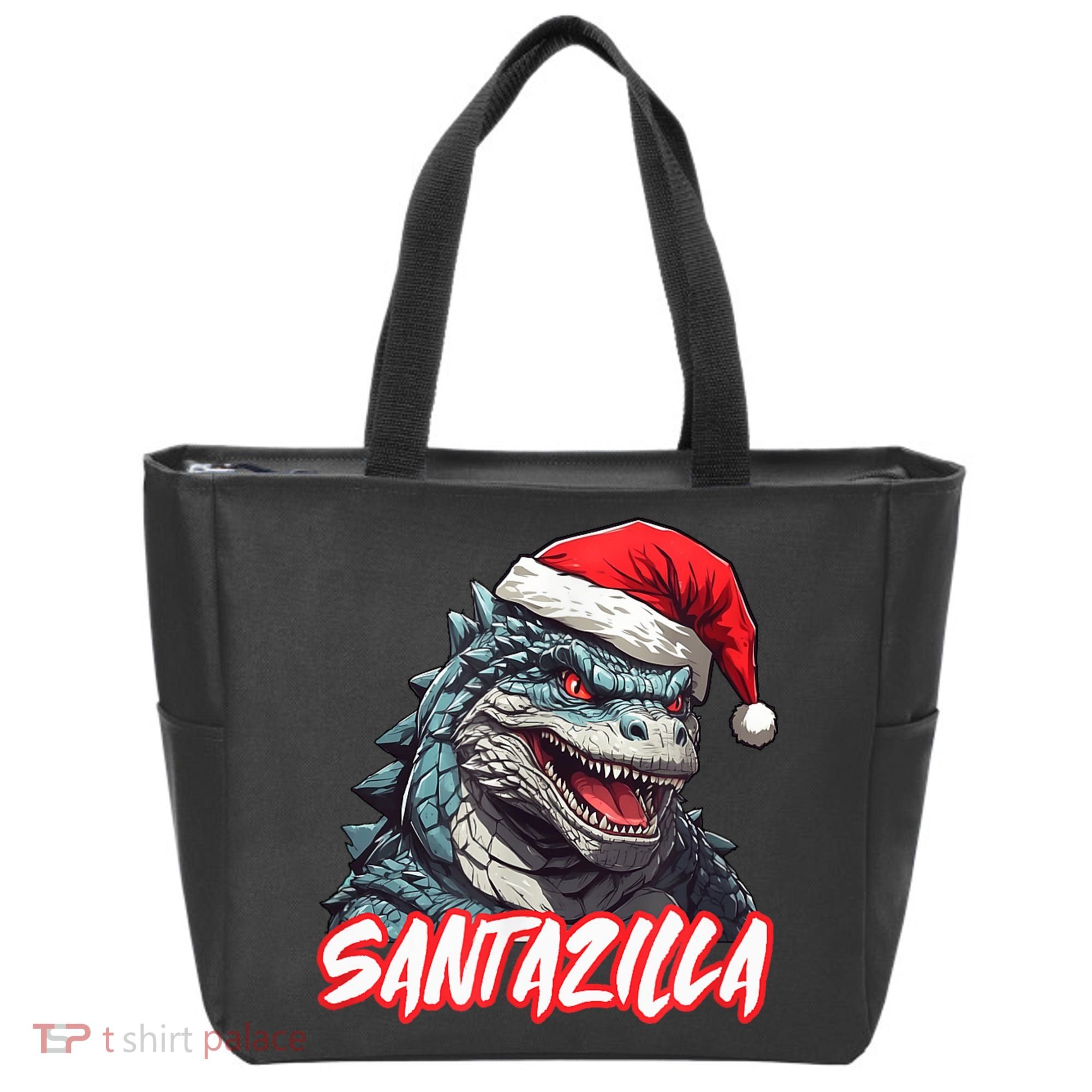 Santazilla Japanese Monster Kaiju Christmas Tote Bag
