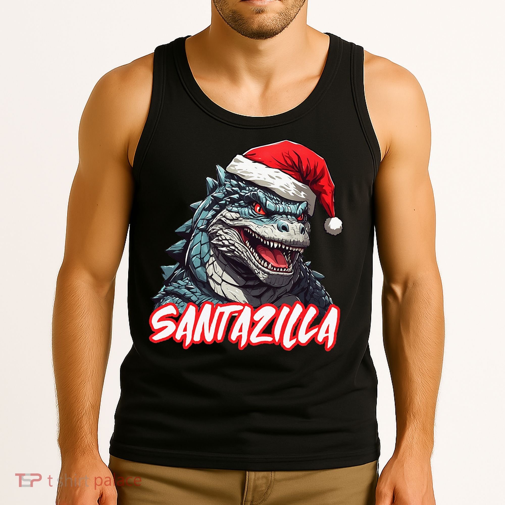 Santazilla Japanese Monster Kaiju Christmas Tank Top