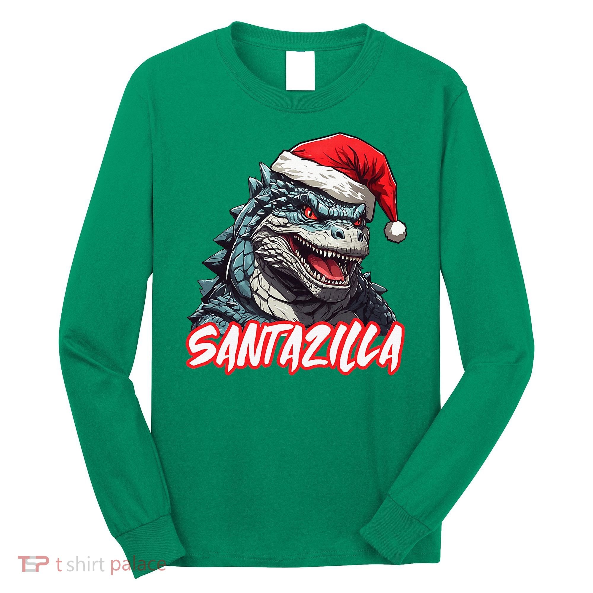 Santazilla Japanese Monster Kaiju Christmas Long Sleeve Shirt