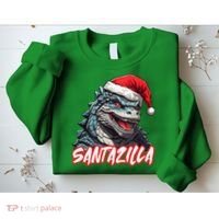 Santazilla Japanese Monster Kaiju Christmas Sweatshirt thumb 2
