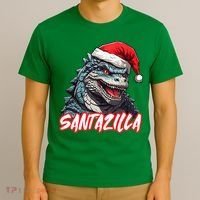 Santazilla Japanese Monster Kaiju Christmas T-Shirt thumb 3