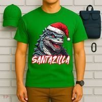 Santazilla Japanese Monster Kaiju Christmas T-Shirt thumb 6