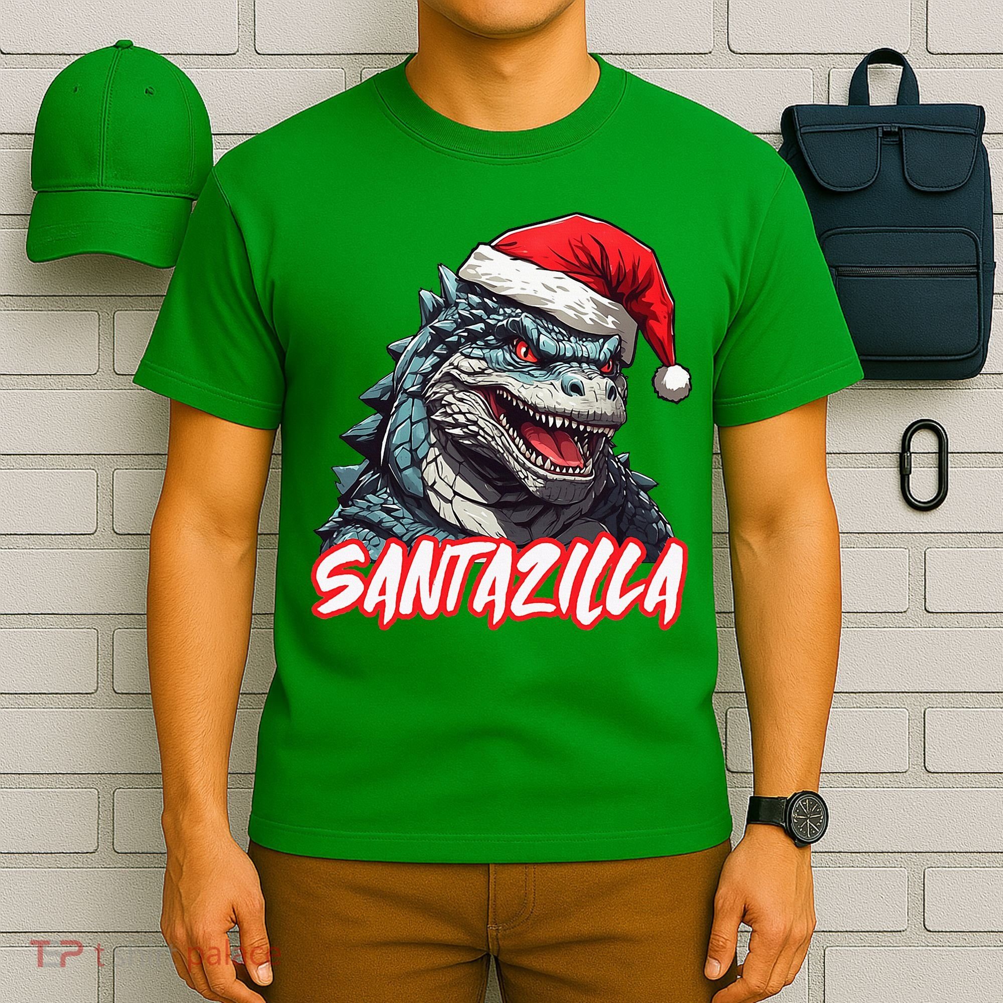 Santazilla Japanese Monster Kaiju Christmas T-Shirt