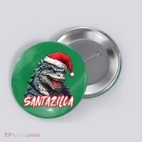 Santazilla Japanese Monster Kaiju Christmas Button thumb 0