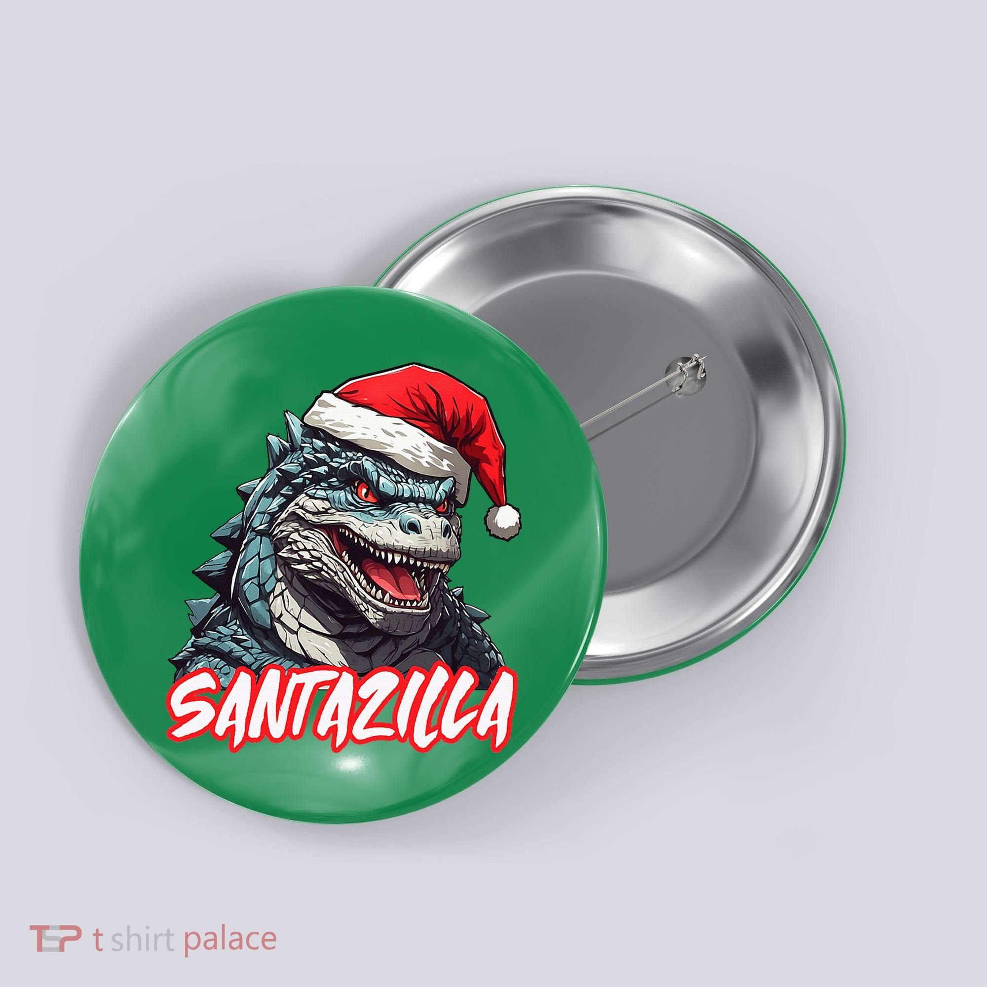 Santazilla Japanese Monster Kaiju Christmas Button