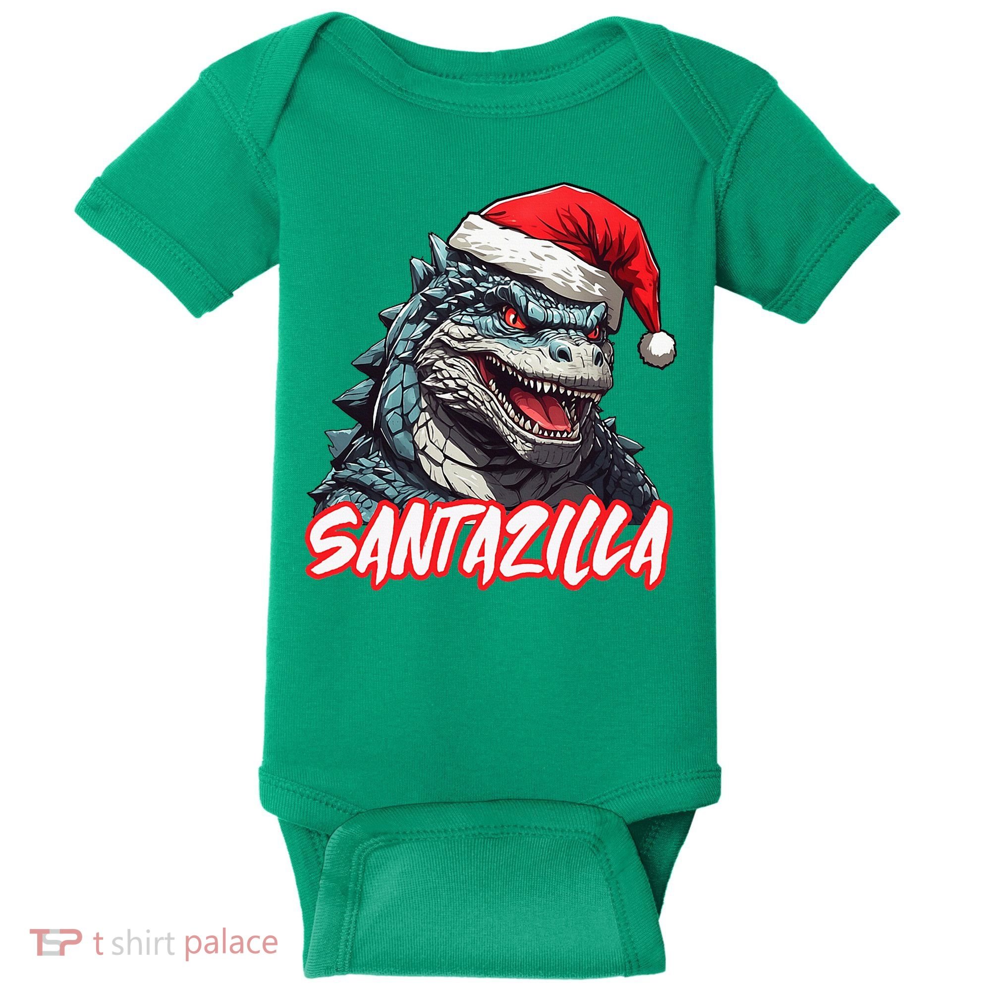 Santazilla Japanese Monster Kaiju Christmas Baby Bodysuit