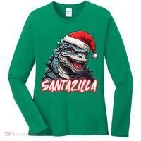 Santazilla Japanese Monster Kaiju Christmas Women's Long Sleeve Shirt thumb 0