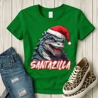Santazilla Japanese Monster Kaiju Christmas Women's T-Shirt thumb 3