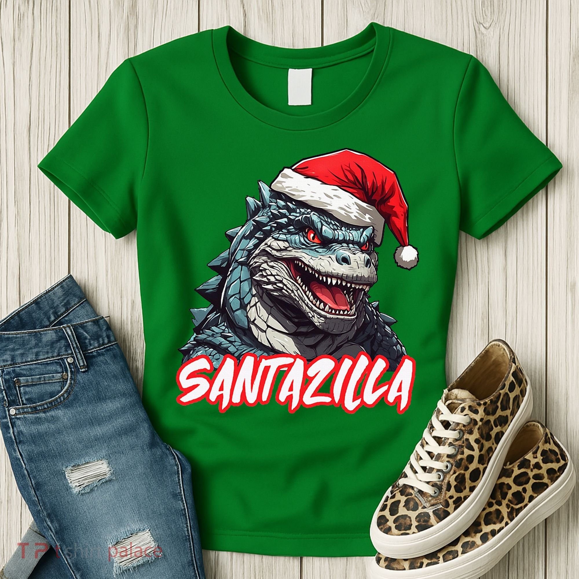 Santazilla Japanese Monster Kaiju Christmas Women's T-Shirt