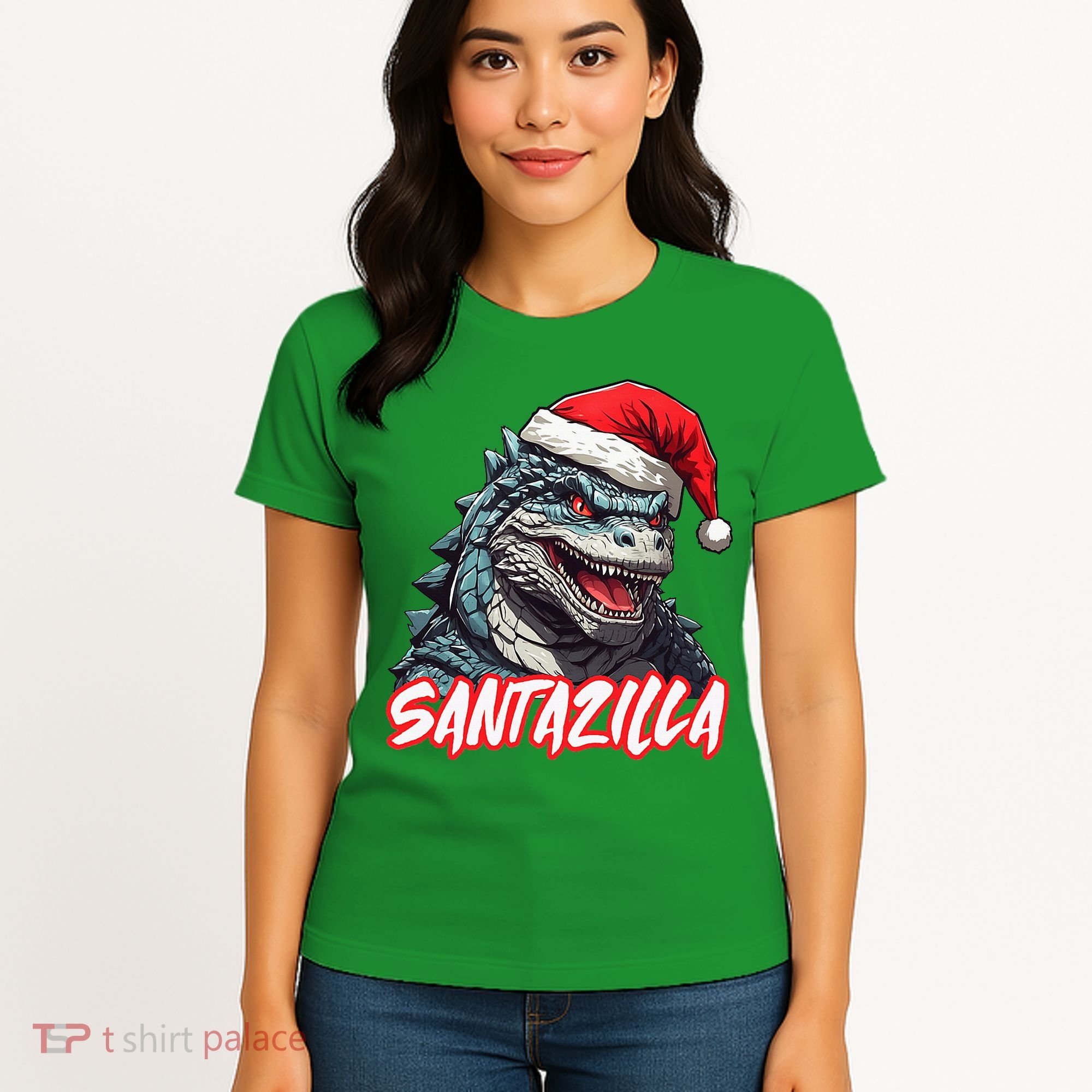 Santazilla Japanese Monster Kaiju Christmas Women's T-Shirt