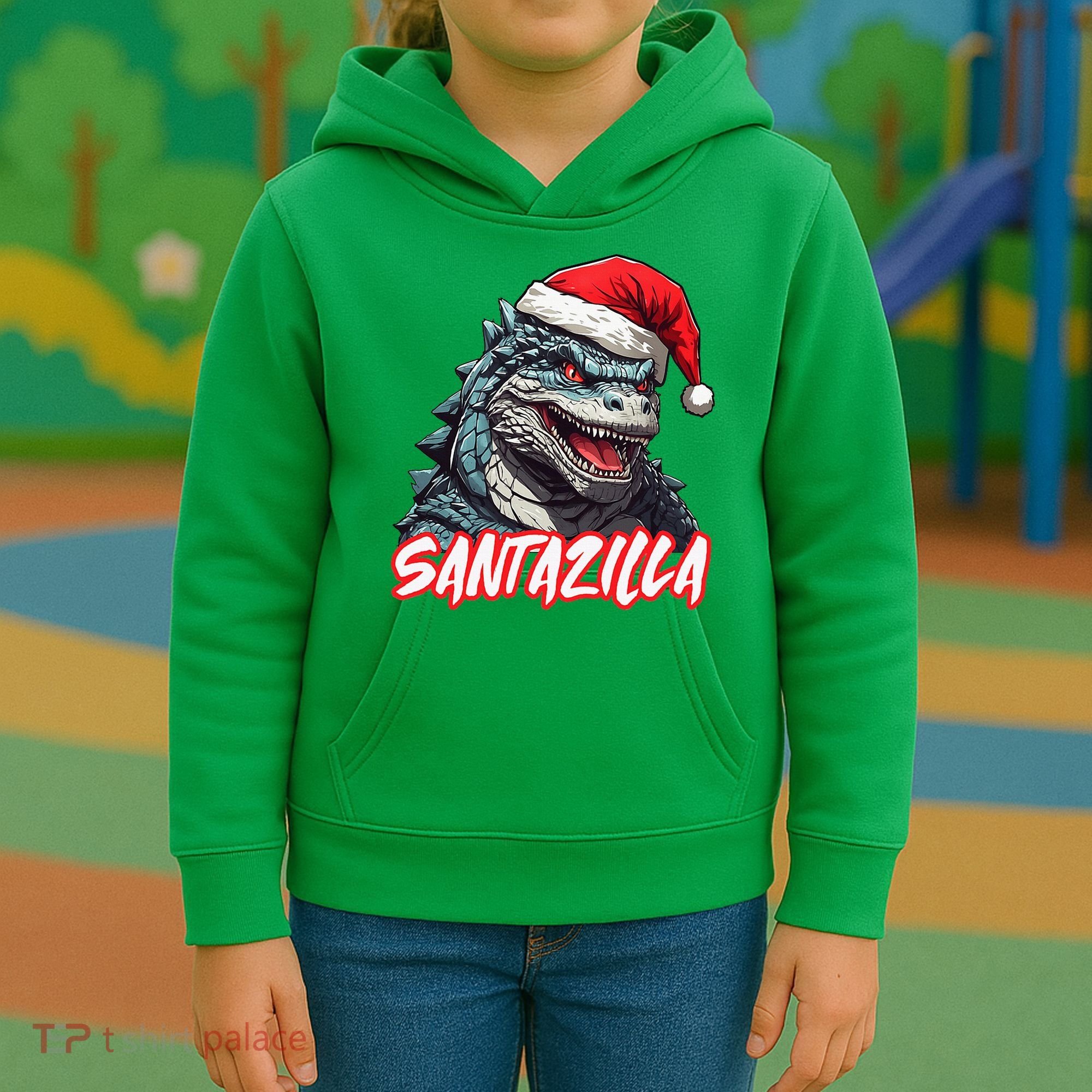 Santazilla Japanese Monster Kaiju Christmas Kids Hoodie
