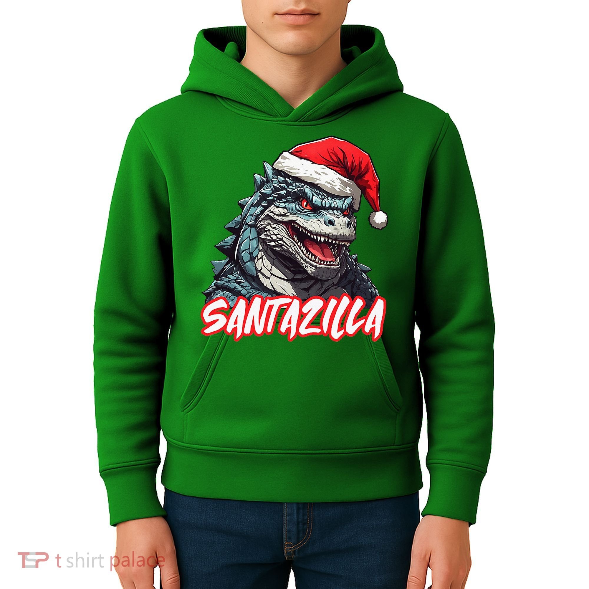 Santazilla Japanese Monster Kaiju Christmas Kids Hoodie