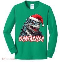 Santazilla Japanese Monster Kaiju Christmas Kids Long Sleeve Shirt thumb 0