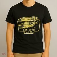 San Juan Puerto Rico Beach Surf Vintage Blue T-Shirt thumb 3