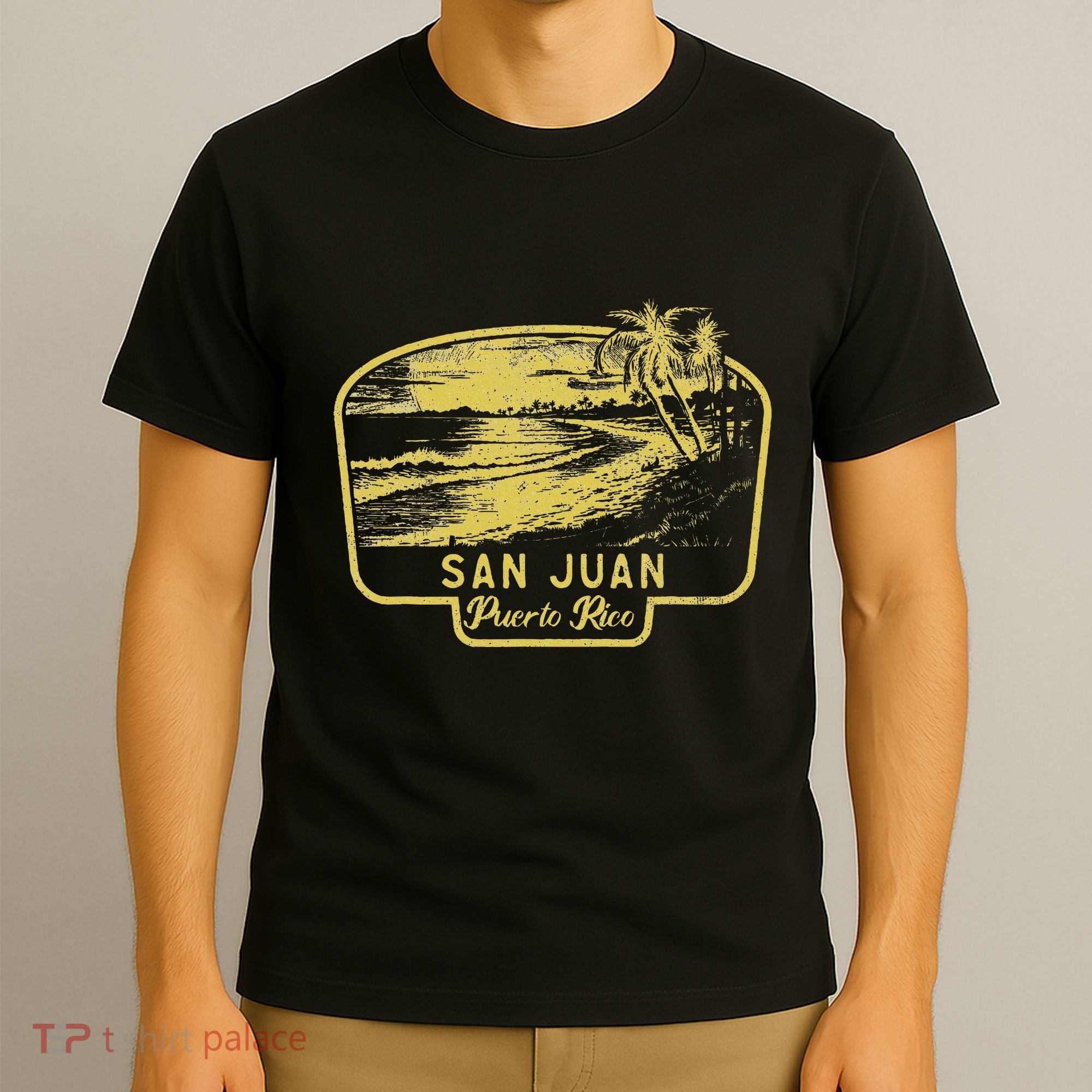 San Juan Puerto Rico Beach Surf Vintage Blue T-Shirt