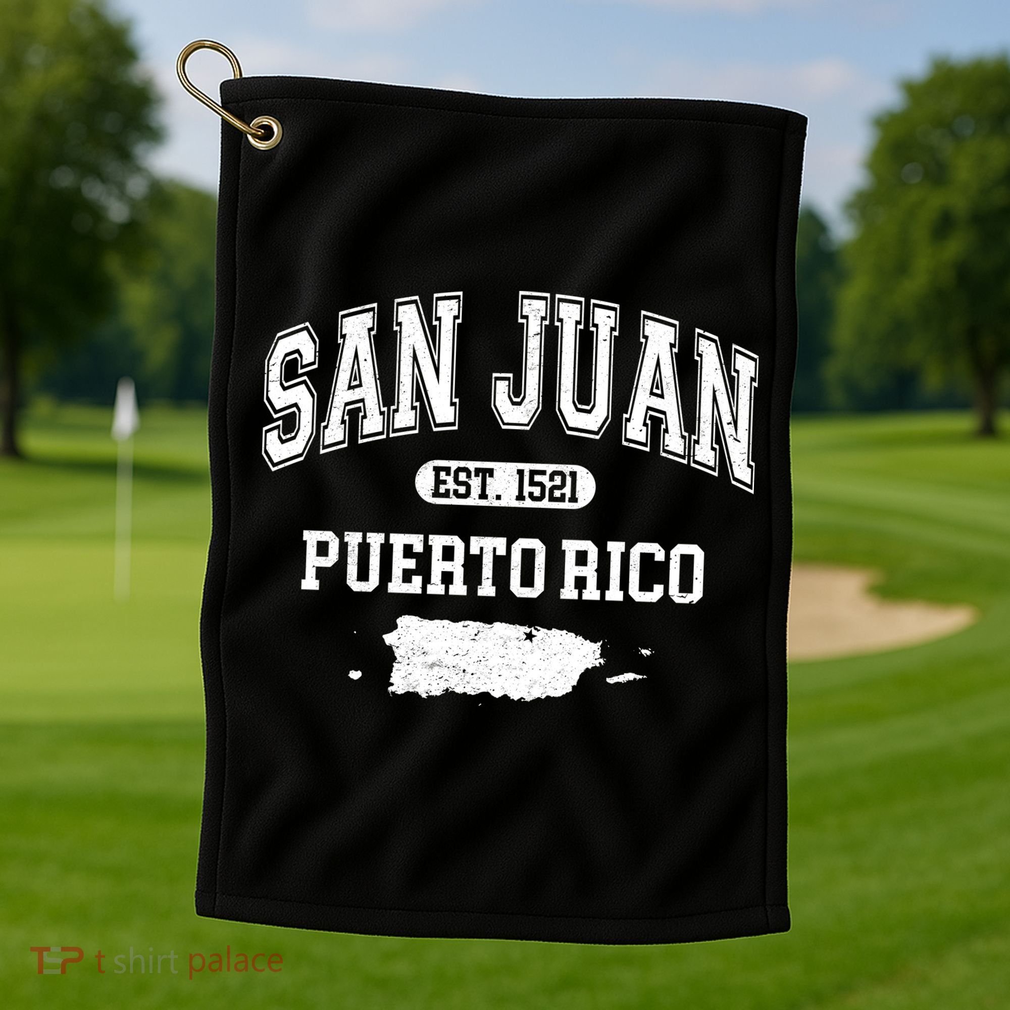San Juan Puerto Rico Est 1521 Varsity Golf Towel