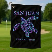 San Juan Puerto Rico Sea Turtle Golf Towel thumb 1