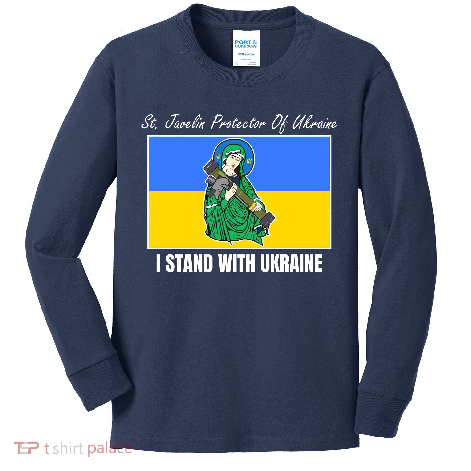 St. Javelin Protector Of Ukraine I Stand With Ukraine Kids Long Sleeve Shirt
