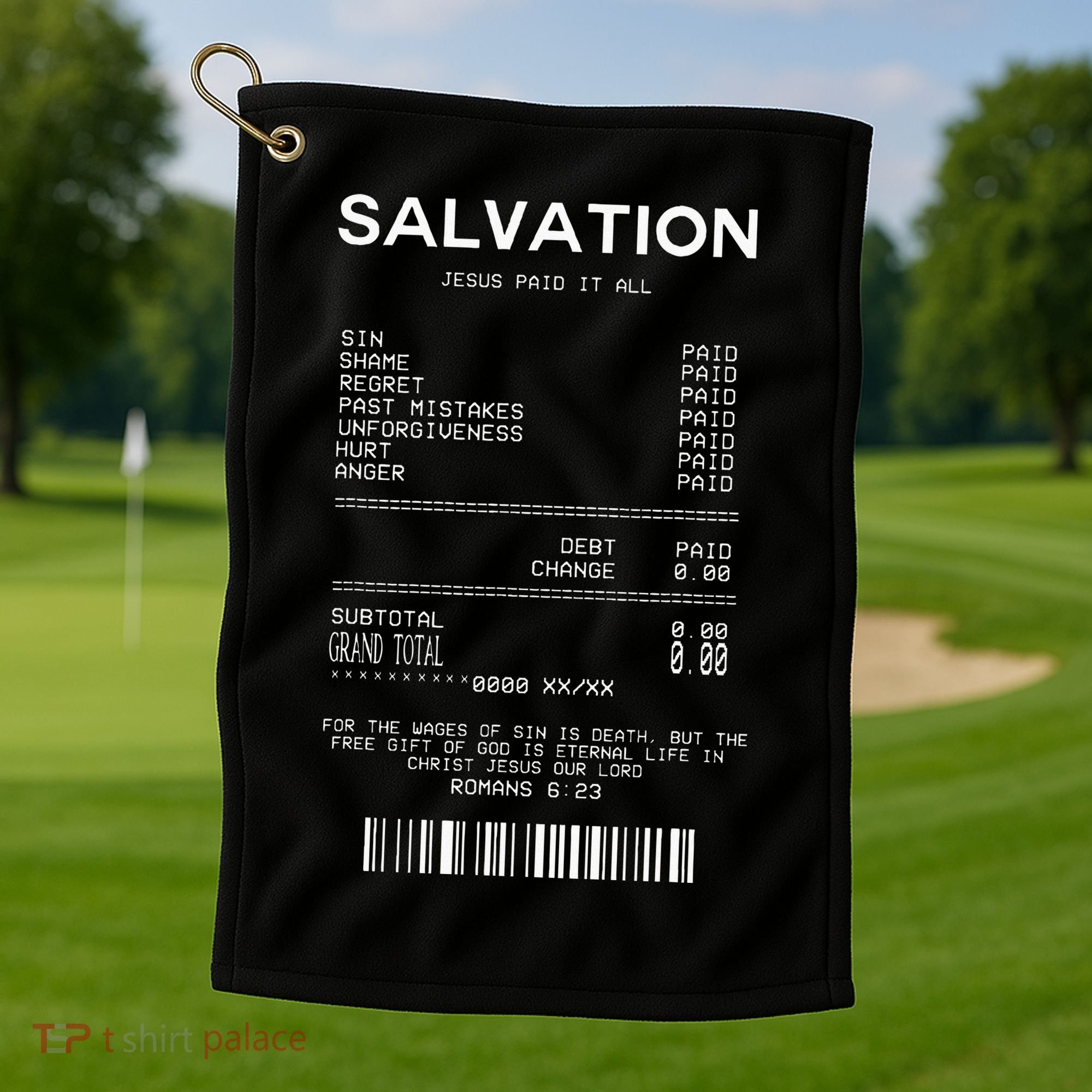 Salvation Jesus Paid It All Christian Golf Towel