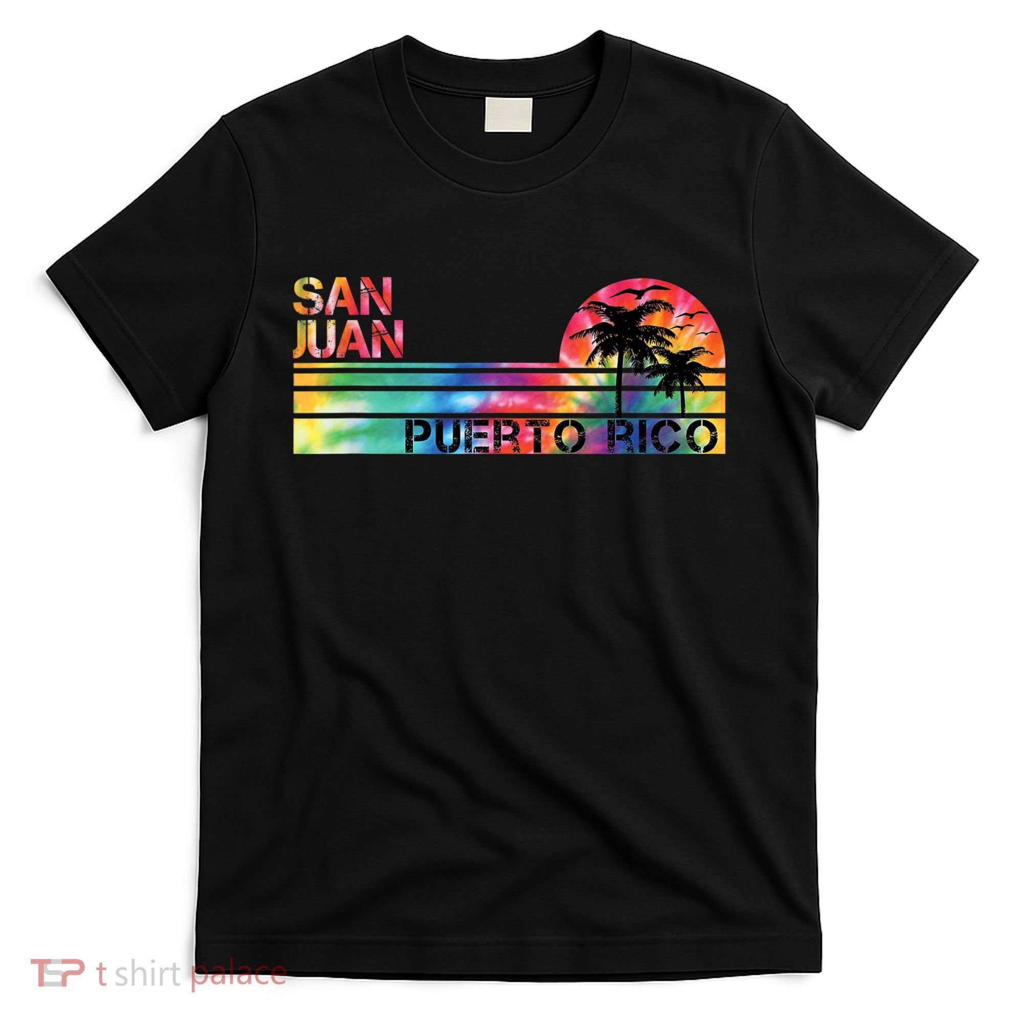 San Juan Puerto Rico Tie Dye Vintage Inspired Striped T-Shirt