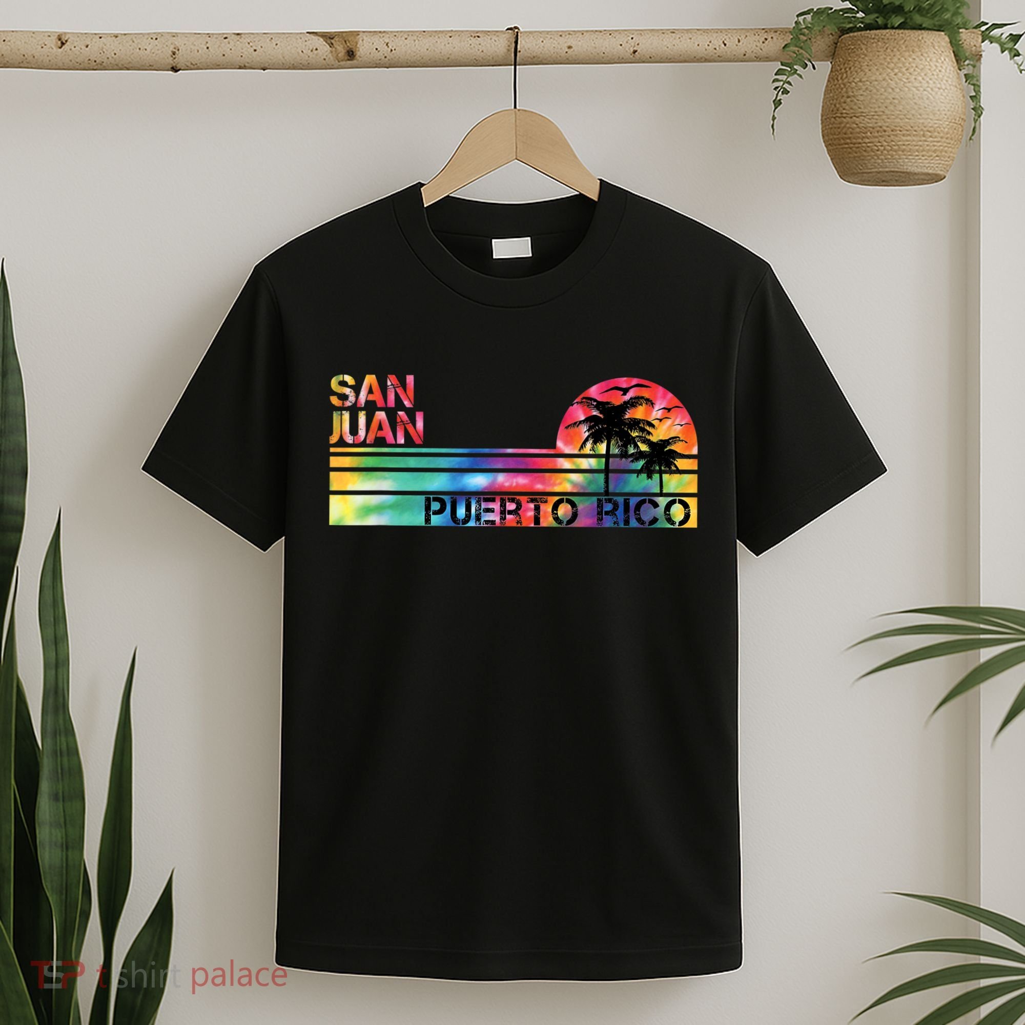 San Juan Puerto Rico Tie Dye Vintage Inspired Striped T-Shirt
