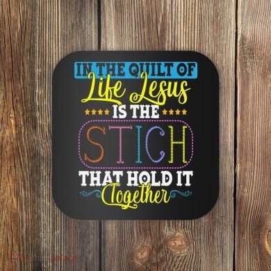 Sewing Jesus Quilting Needle Funny Coaster