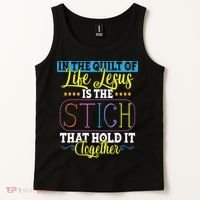 Sewing Jesus Quilting Needle Funny Tank Top thumb 2