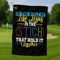 Sewing Jesus Quilting Needle Funny Golf Towel thumb 1