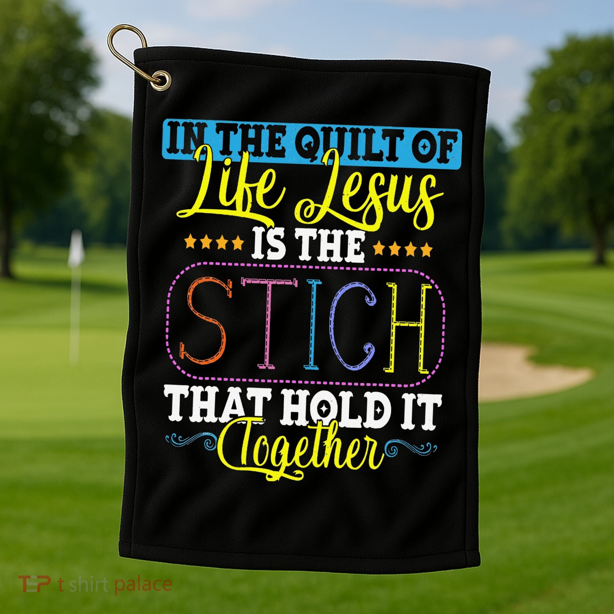 Sewing Jesus Quilting Needle Funny Golf Towel