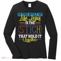 Sewing Jesus Quilting Needle Funny Women's Long Sleeve Shirt thumb 0