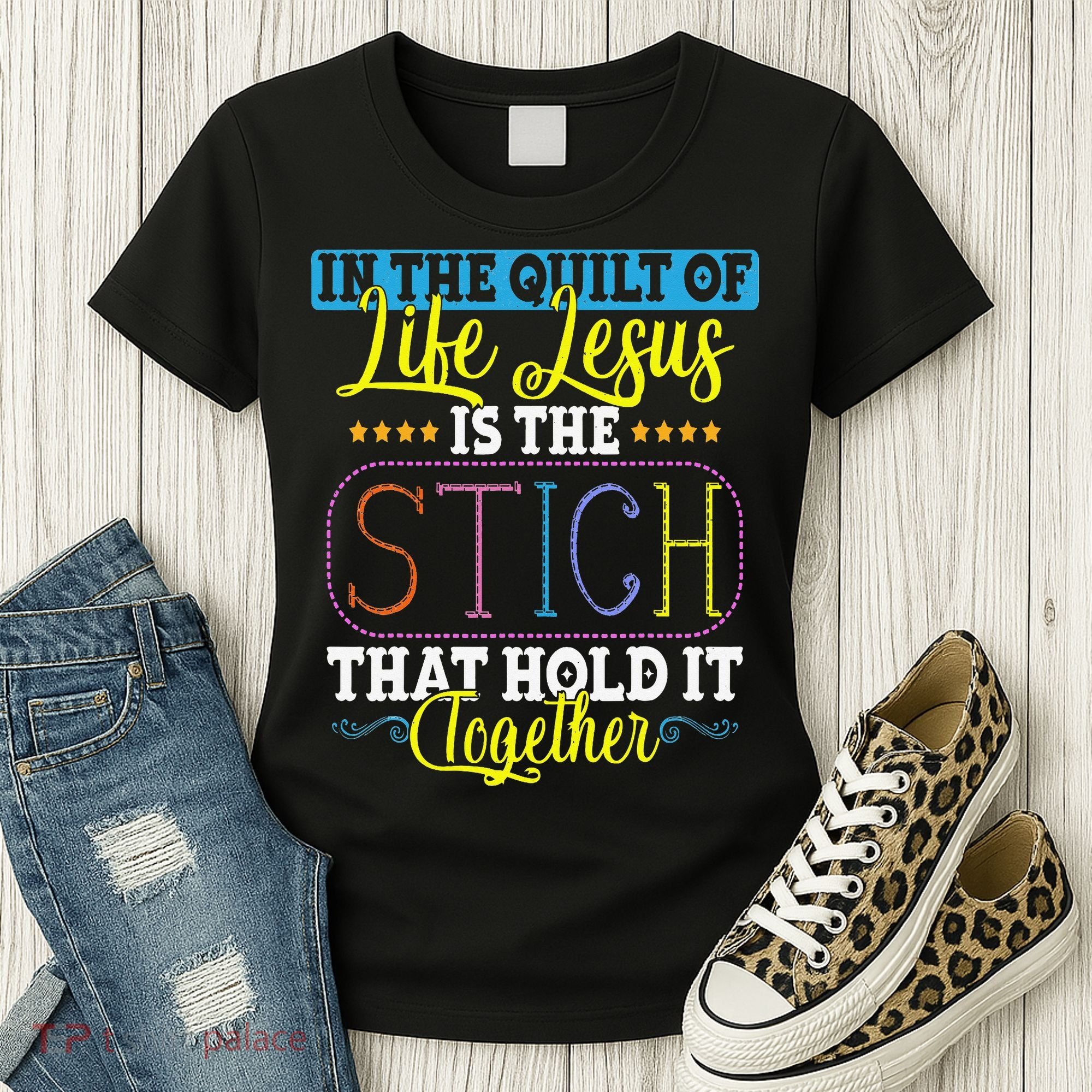 Sewing Jesus Quilting Needle Funny Women's T-Shirt