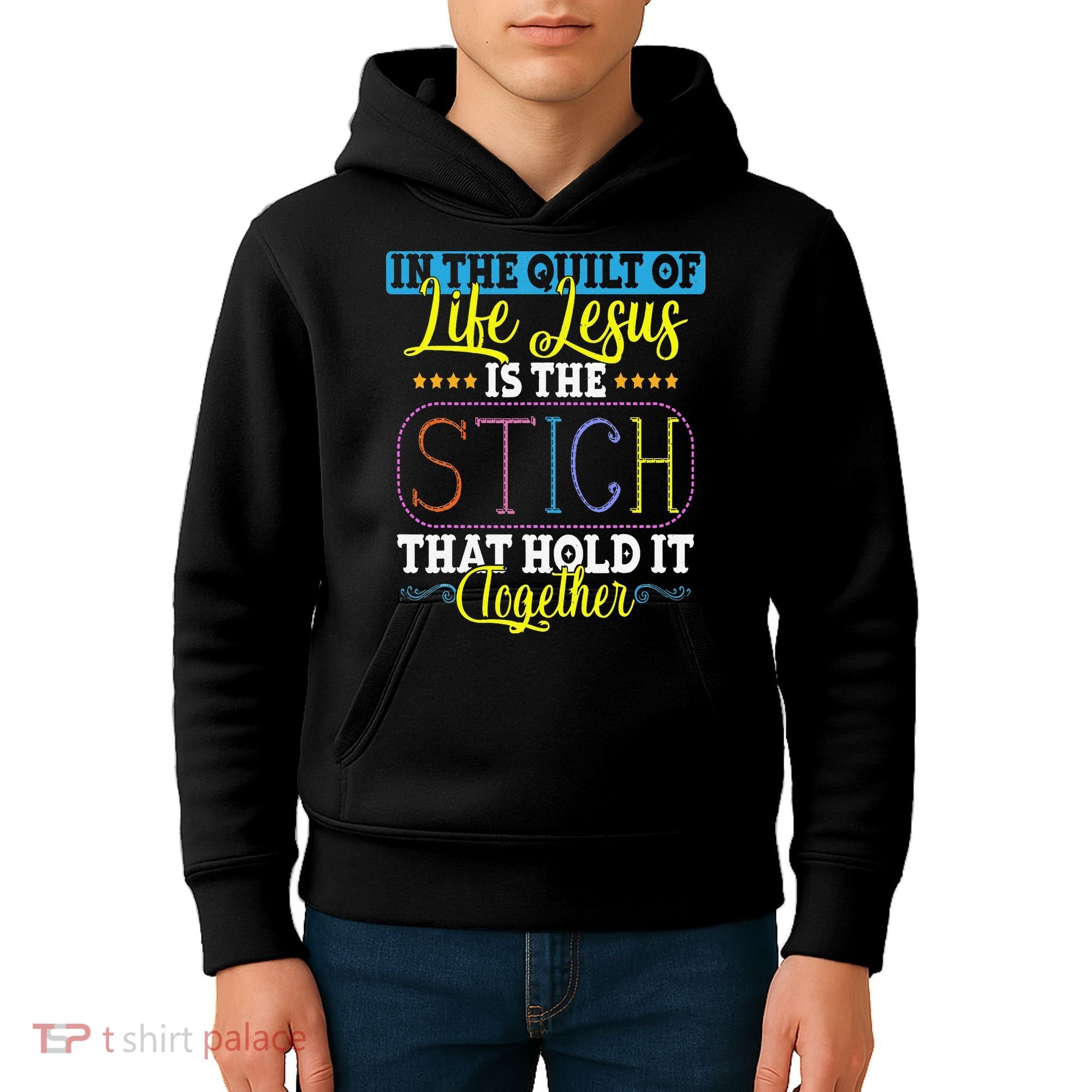 Sewing Jesus Quilting Needle Funny Kids Hoodie