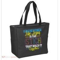 Sewing Jesus Quilting Needle Funny Tote Bag thumb 2