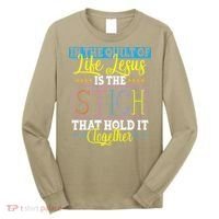 Sewing Jesus Quilting Needle Funny Long Sleeve Shirt thumb 0