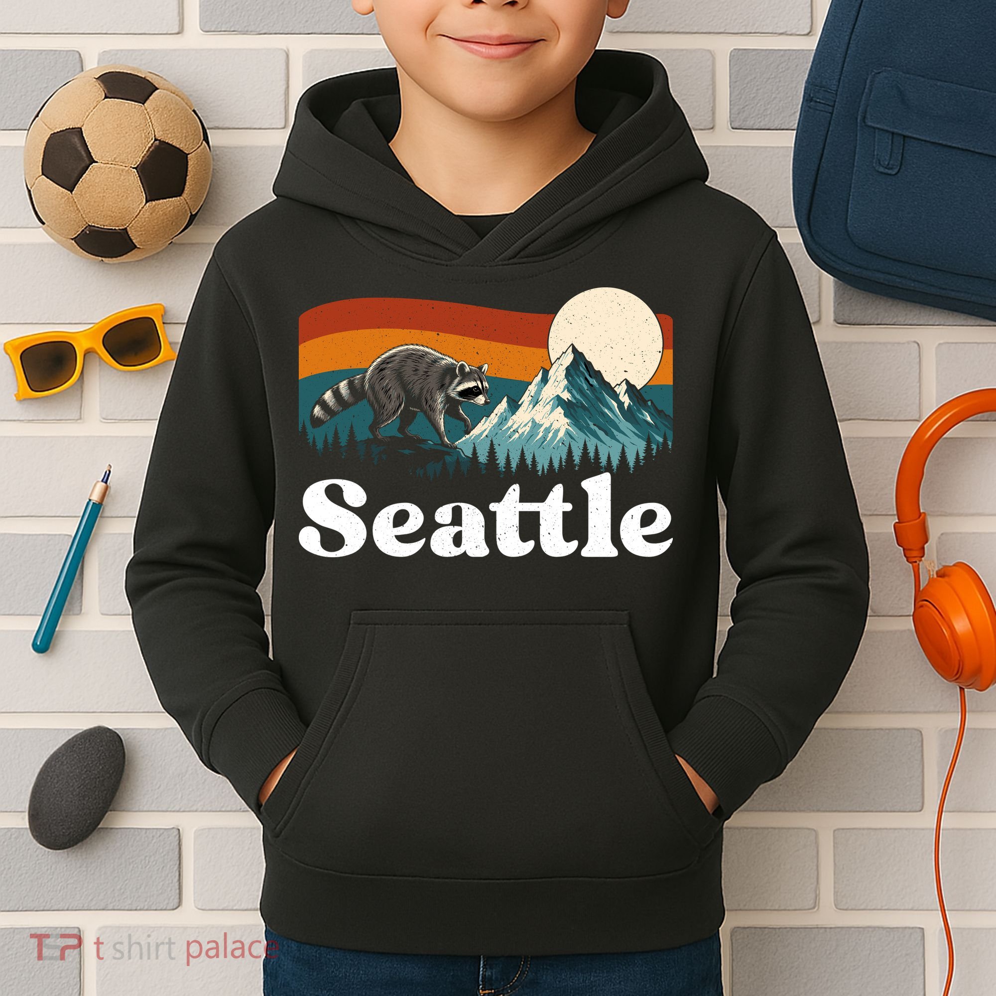 Seattle Jimothy Raccoon Meme Mountain Kids Hoodie