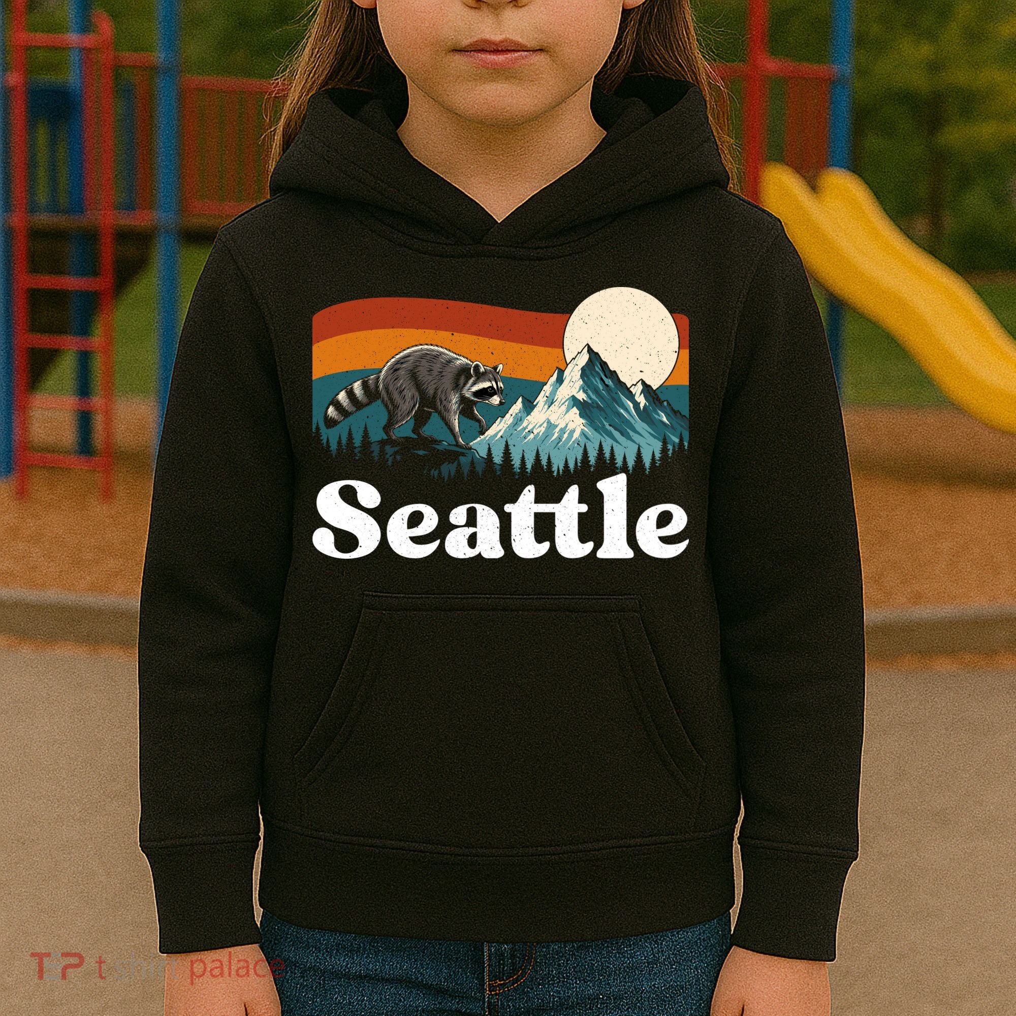 Seattle Jimothy Raccoon Meme Mountain Kids Hoodie