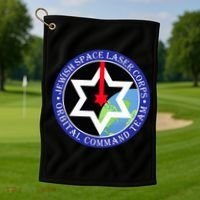 Secret Jewish Space Laser Corps Mazel Tov Funny Golf Towel thumb 1