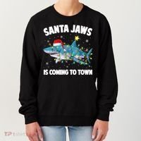 Santa Jaws Shark Christmas Lights Merry Sharkmas Xmas Boys TShirt Women's Sweatshirt thumb 0
