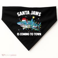 Santa Jaws Shark Christmas Lights Merry Sharkmas Xmas Boys TShirt USA-Made Doggie Bandana thumb 0