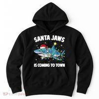Santa Jaws Shark Christmas Lights Merry Sharkmas Xmas Boys TShirt Hoodie thumb 0