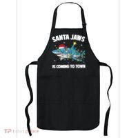 Santa Jaws Shark Christmas Lights Merry Sharkmas Xmas Boys TShirt Apron thumb 0