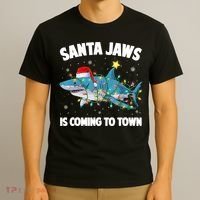 Santa Jaws Shark Christmas Lights Merry Sharkmas Xmas Boys TShirt T-Shirt thumb 3