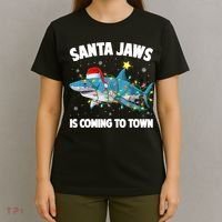 Santa Jaws Shark Christmas Lights Merry Sharkmas Xmas Boys TShirt T-Shirt thumb 4